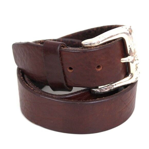 HONEST SADDLE BROWN GENUINE LEATHER 1 3/8"Wd DRESS CASUAL MEN'S BELT Sz 34 (M28 - Picture 6 of 14